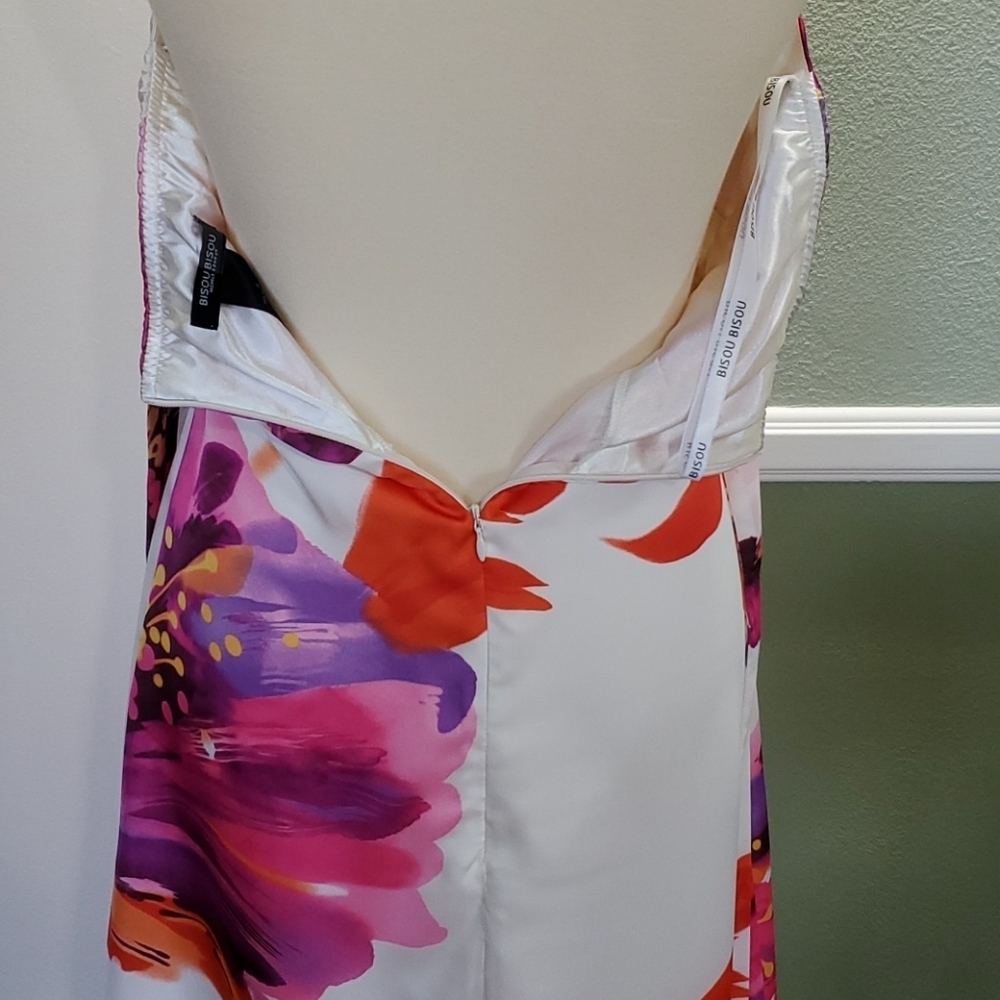 BISOU BISOU FLORAL PRINT HALTER STRAP SUMMER DRESS - Picture 7 of 8